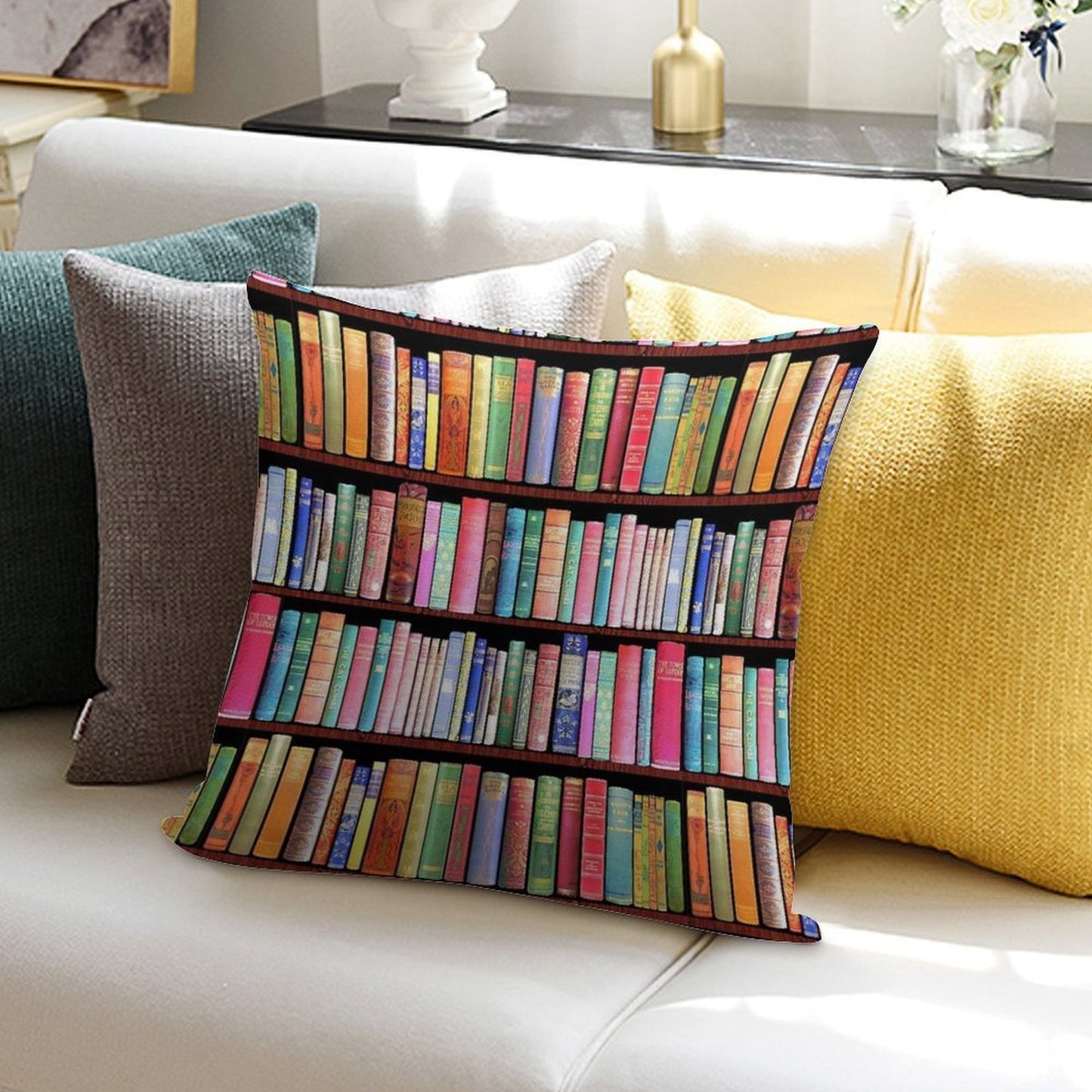 Bookworm Antique Book Library, Vintage Book Shelf Soft Style Accent Throw Pillow