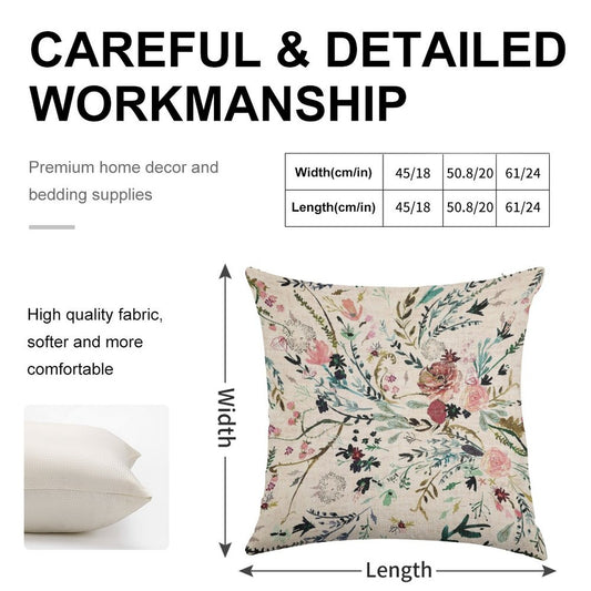 Fable Floral Linen Throw Pillow Cover
