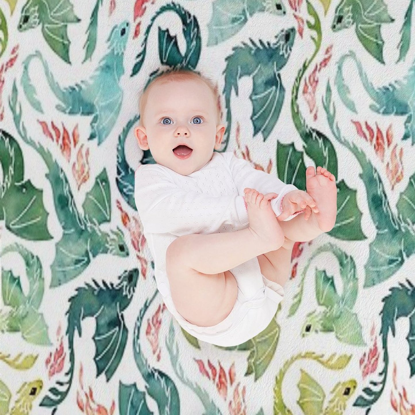 Dragon Fire Turquoise & Green Throw Blanket