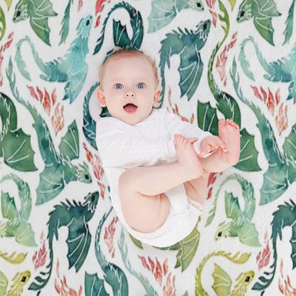 Dragon Fire Turquoise & Green Throw Blanket