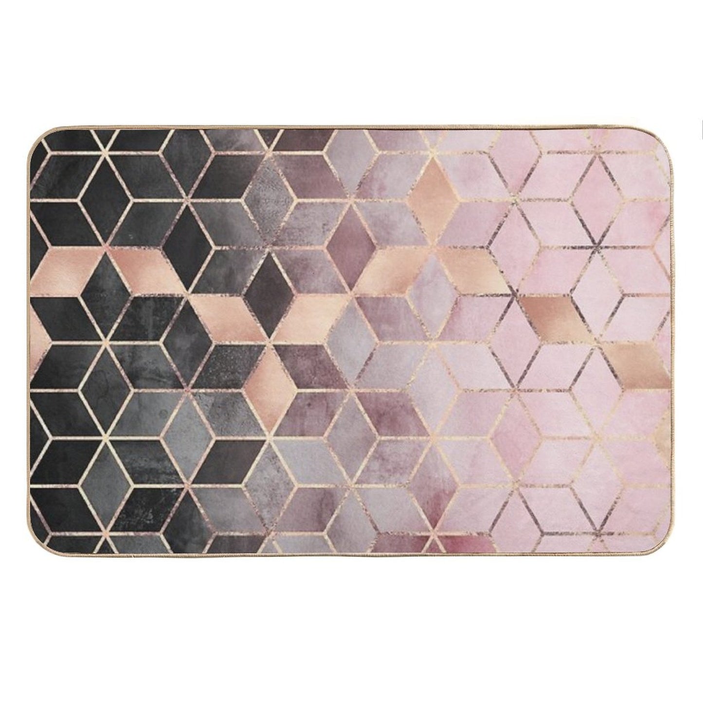 Pink And Grey Gradient Cubes Bath Mat