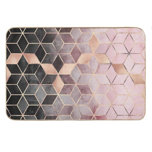 Pink And Grey Gradient Cubes Bath Mat
