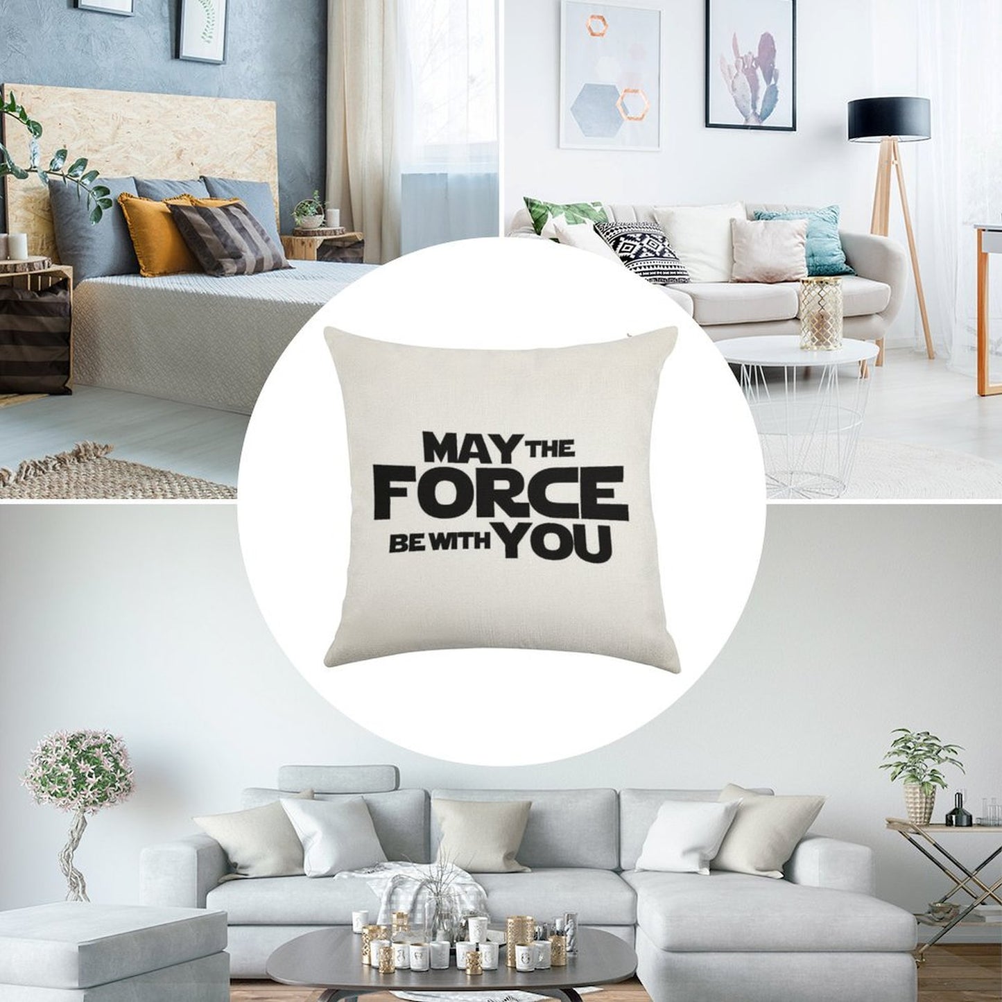 MAY THE FORCE BE WITH YOU GRAPHICS Linen Throw Pillow Cover
