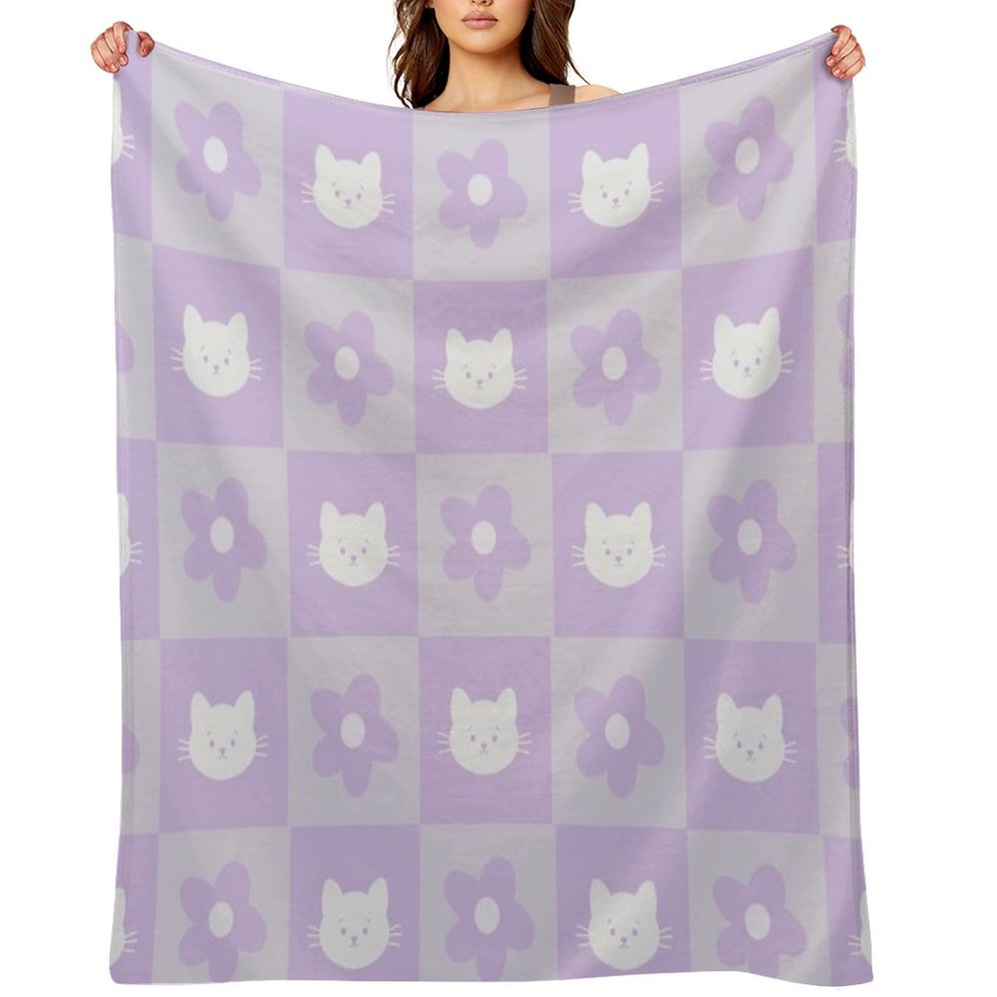 Kitten And Flowers Throw Blanket