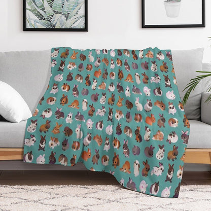 Bunny Day - Green Throw Blanket