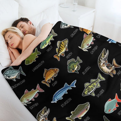 Types Of Freshwater Fish Species Fishing Throw Blanket
