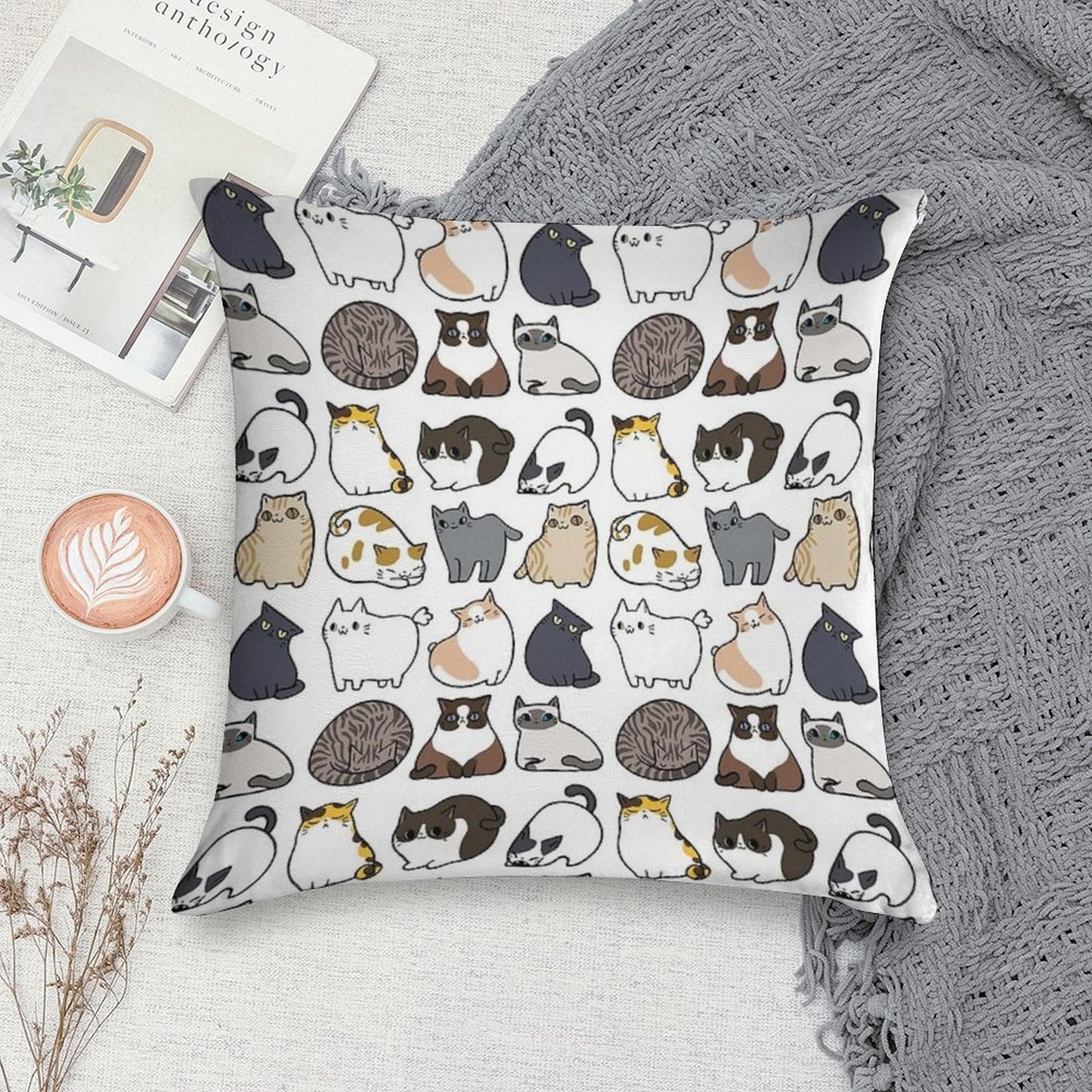 Cats Cats Cats Soft Durable Construction Throw Pillow