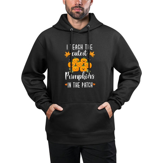 I Teach The Cutest Pumpkins in The Patch Halloween Teacher Cotton-Polyester Blend Hoodie