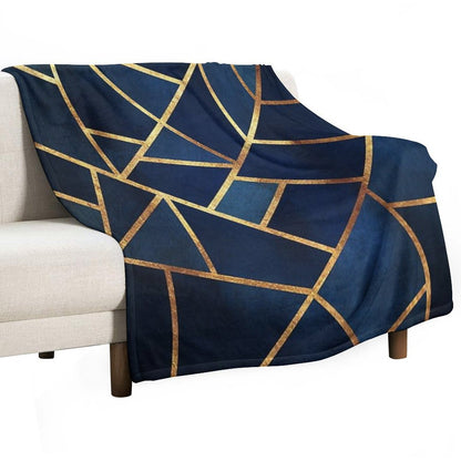 Navy Gold Stone Geometric Throw Blanket