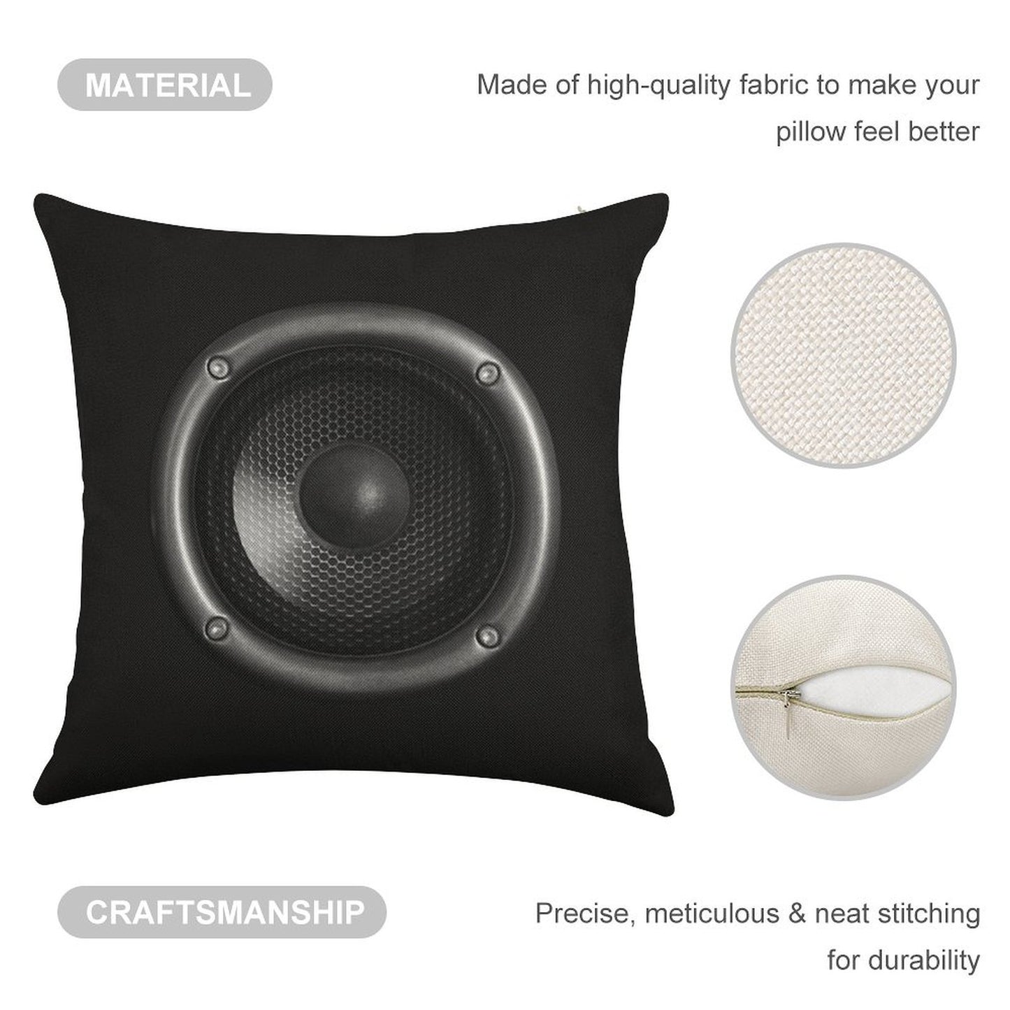 Music Speaker Linen Throw Pillow Cover
