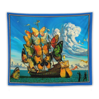 BUTTERFLY SHIP  Vintage Surreal Abstract Fantasy Print Tapestry