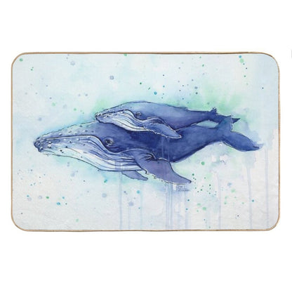 Humpback Whale Mom And Baby Painting Bath Mat