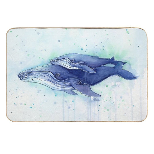 Humpback Whale Mom And Baby Painting Bath Mat