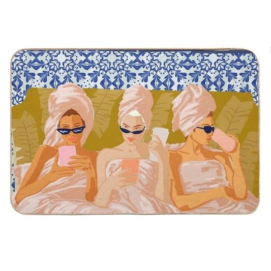 Ladies-Only Club  Girl Talk Slumber Party BFF  Bohemian Feminism Independent Moroccan Women Bath Mat