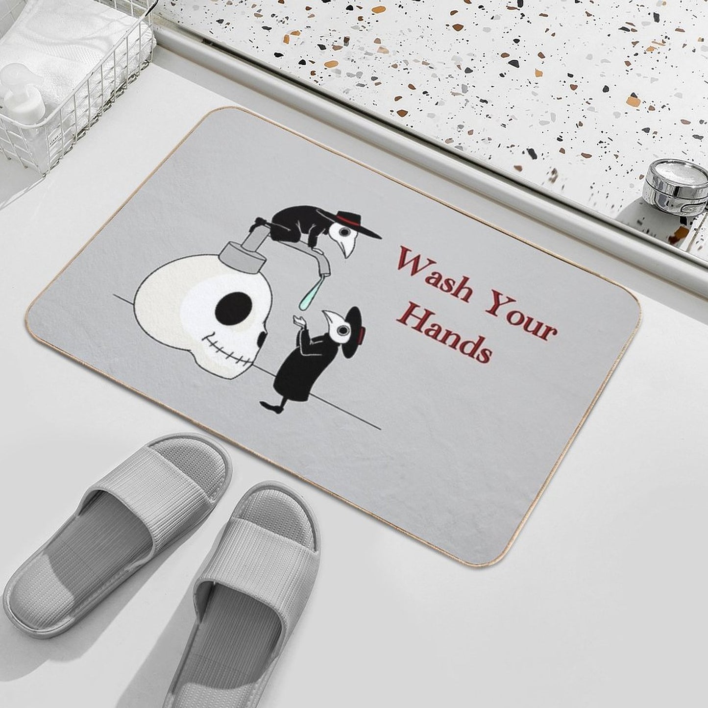 Wash Your Hands! Plague Doctors. Bath Mat