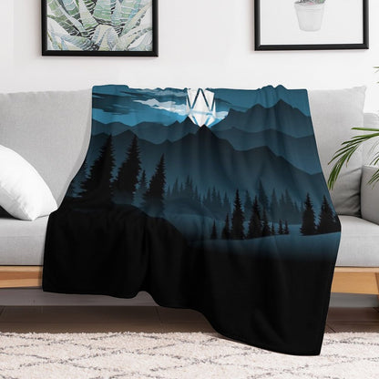 Mountain Full Moon D20 Dice Tabletop RPG Maps And Landscapes Throw Blanket
