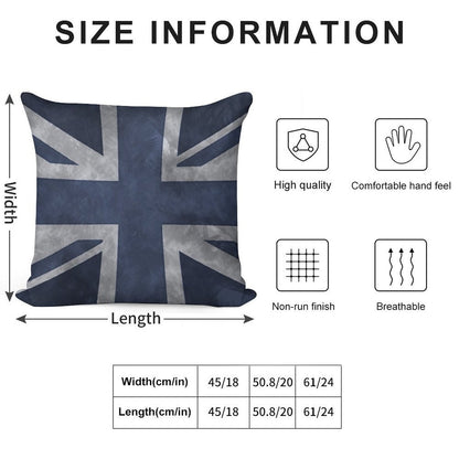 Blue Distressed Union Jack Soft Hidden Zipper Throw Pillow
