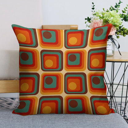 Retro Geometric Gradient Square And Circle Pattern 221 Linen Throw Pillow Cover