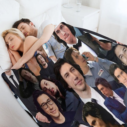 Adam Driver Blue Collage Throw Blanket