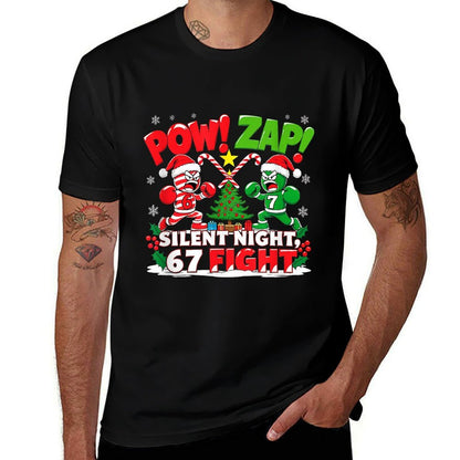 Funny 6-7 Meme Slang Trend Silent Night 67 Fight Christmas  Eco-friendly Material T-Shirt