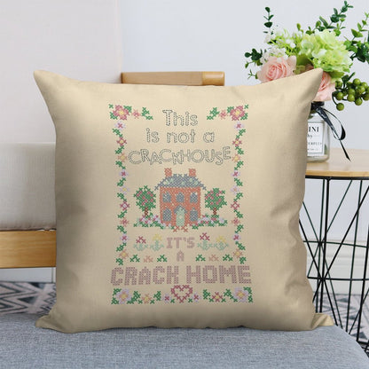 A Crack Home - Cross Stitch Embroidery Linen Throw Pillow Cover