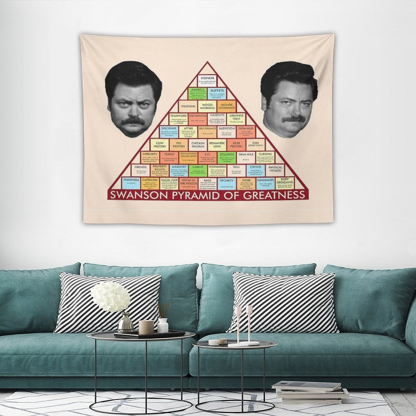 Ron Swanson Pyramid of Greatness Tapestry
