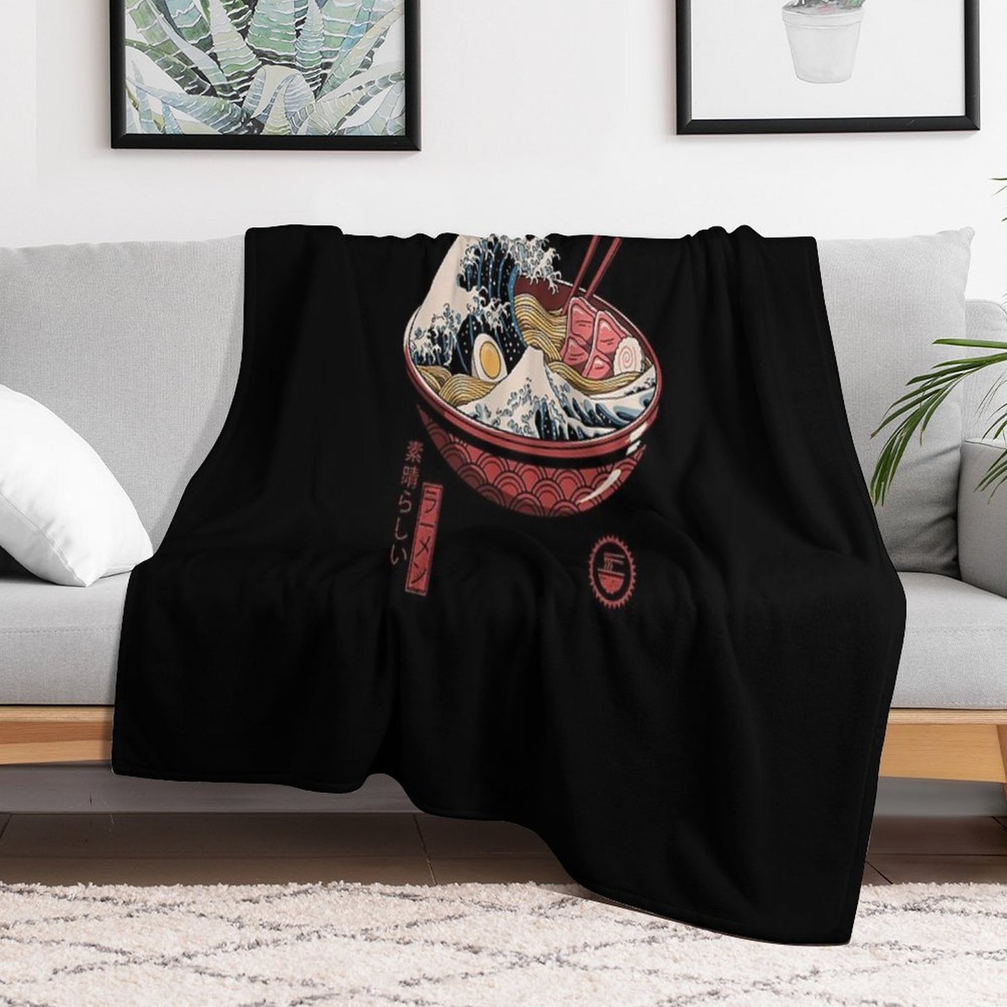 Great Ramen Wave Throw Blanket