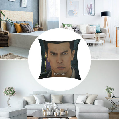 Yakuza Kiryu That's Rad Linen Throw Pillow Cover