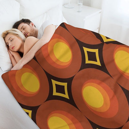 1970s Orange Mid-Century Modern Circle 2 Throw Blanket