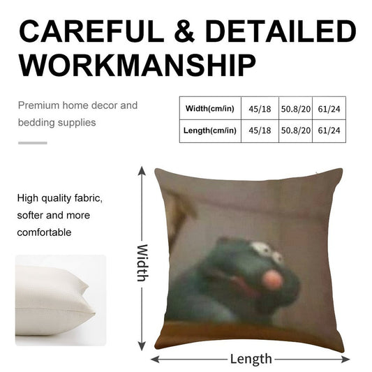 Remy Ratatouille Meme Linen Throw Pillow Cover