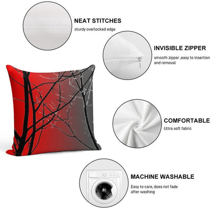 Red And Gray Soft Easy Maintenance Throw Pillow