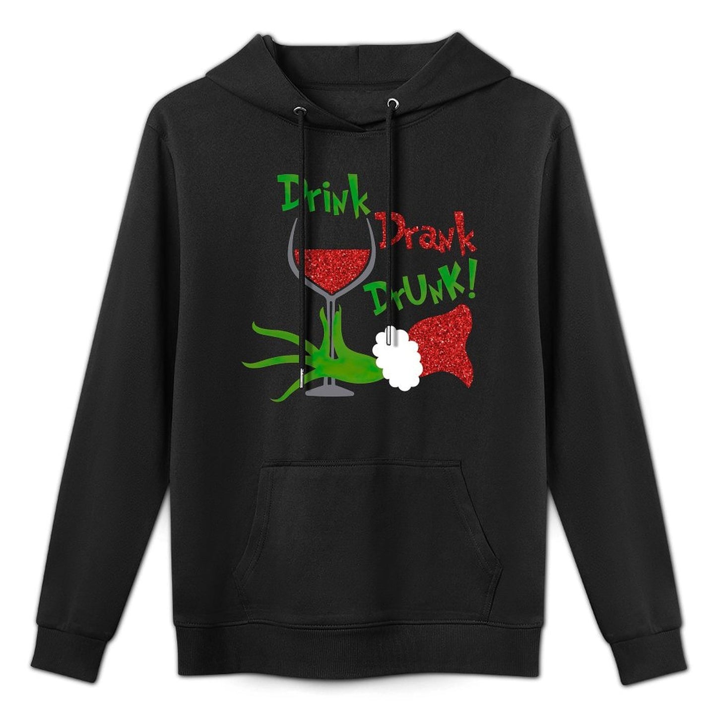 Funny Christmas Tee Drink Drank Drunk Xmas Holiday Wine All-Day Comfort Hoodie