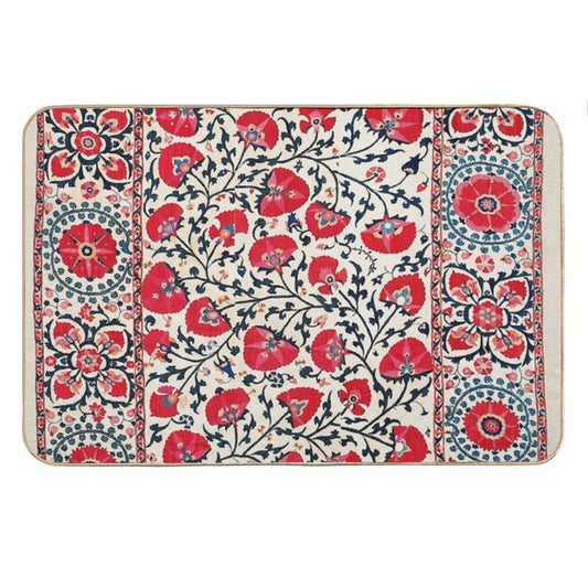 Shakhrisyabz Suzani Uzbekistan Floral Embroidery Print Bath Mat