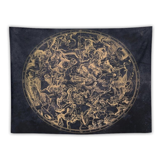 Vintage Constellations And Astrological Signs  Yellowed Ink And Cosmic Colour Tapestry