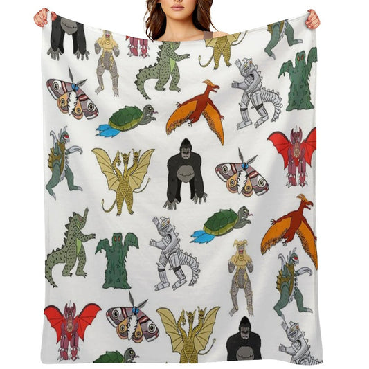 Colorful Kaiju Throw Blanket