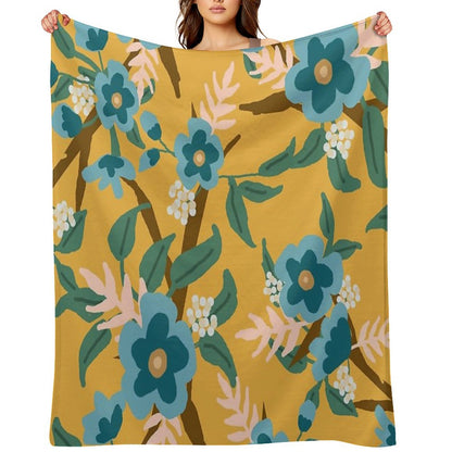 Yellow Floral Throw Blanket
