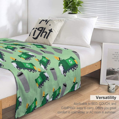 Recycling Garbage Truck Pattern Throw Blanket