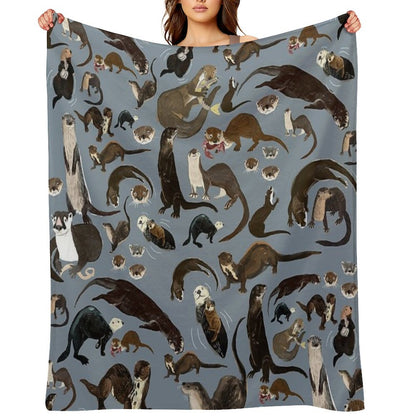 Old World Otters Throw Blanket