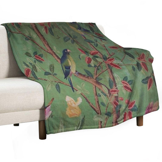 Green Dream Chinoiserie Throw Blanket