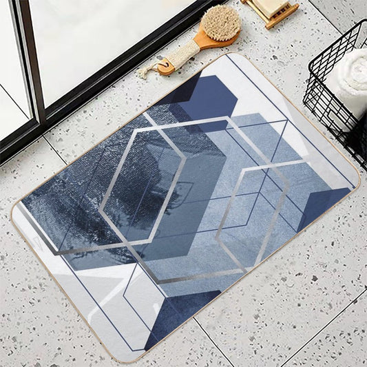 Blue And Grey Geo  Multi-Purpose Bath Mat
