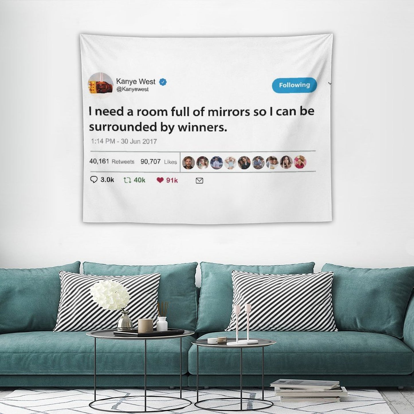 Kanye I Need A Room Full of Mirrors So I Can Be Surrounded by Winners Tapestry