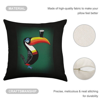 Toucan Linen Throw Pillow Cover