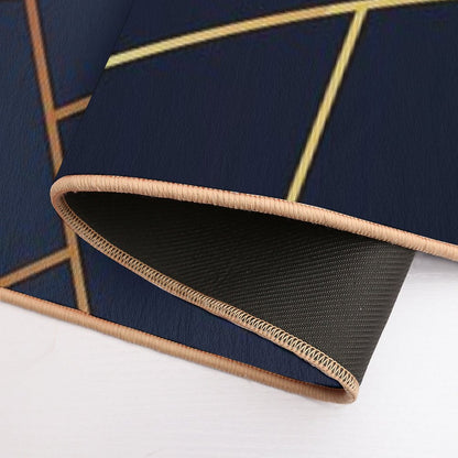 Geometric Navy Gold Stone Bath Mat