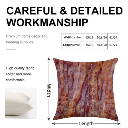 Fried Bacon Linen Throw Pillow Cover