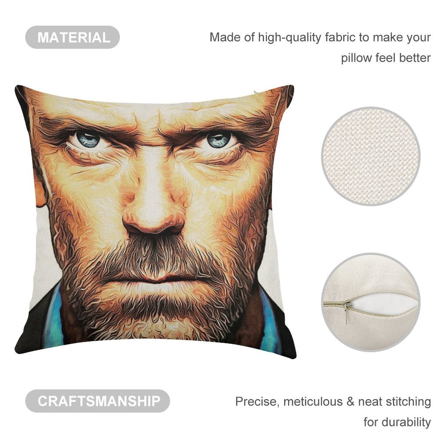 Dr. House Linen Throw Pillow Cover