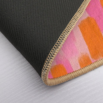 Abstract, Pink with Orange, Paint Brush Effect Bath Mat