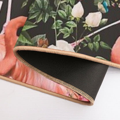Floral And Flamingo Pattern Durable Bath Mat