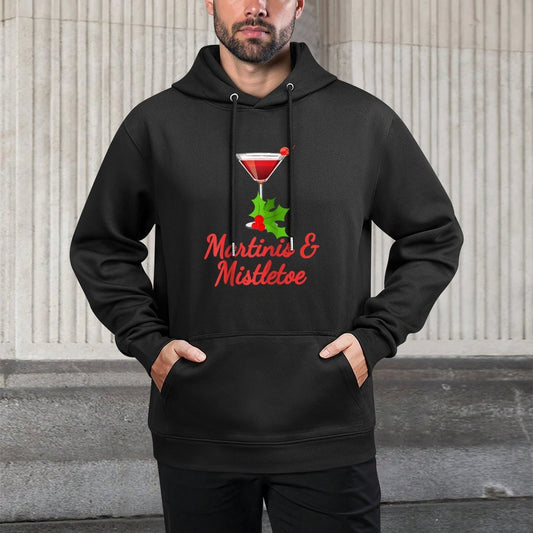 Martinis And Mistletoe Funny Christmas Tshirt Raglan Baseball Medium-Weight Fabric Hoodie