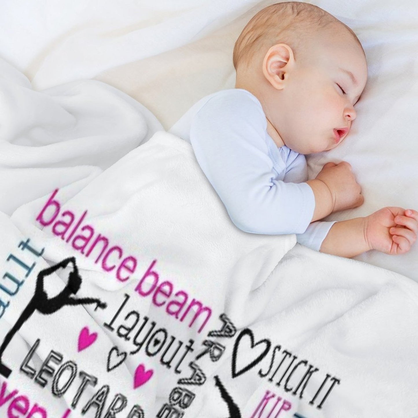 Gymnastics Tri-Color Typography Throw Blanket