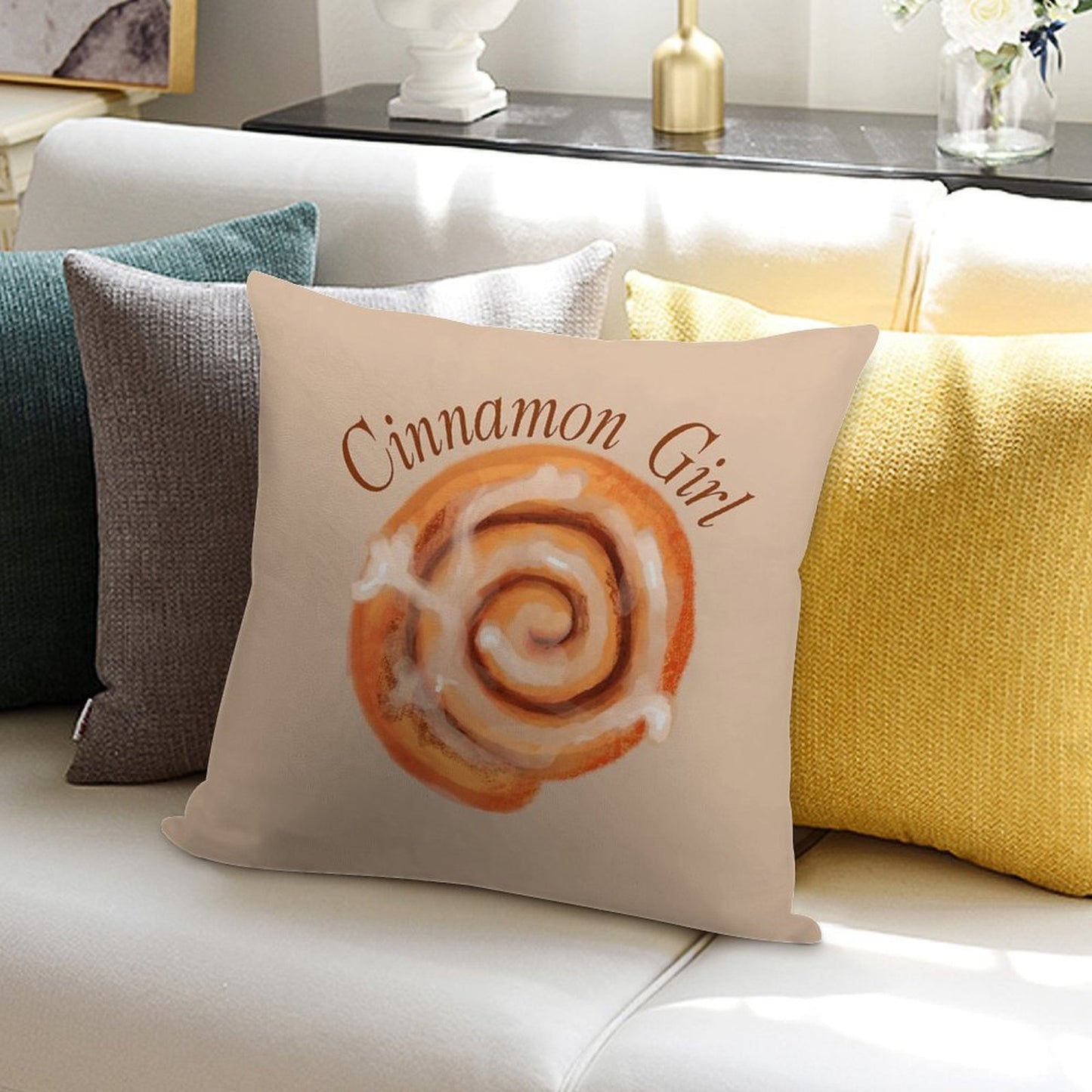 Cinnamon Girl Soft Short Plush Fabric Throw Pillow